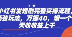 小红书短剧实操全流程：两种玩法，万播40+，爆一个收益上千！